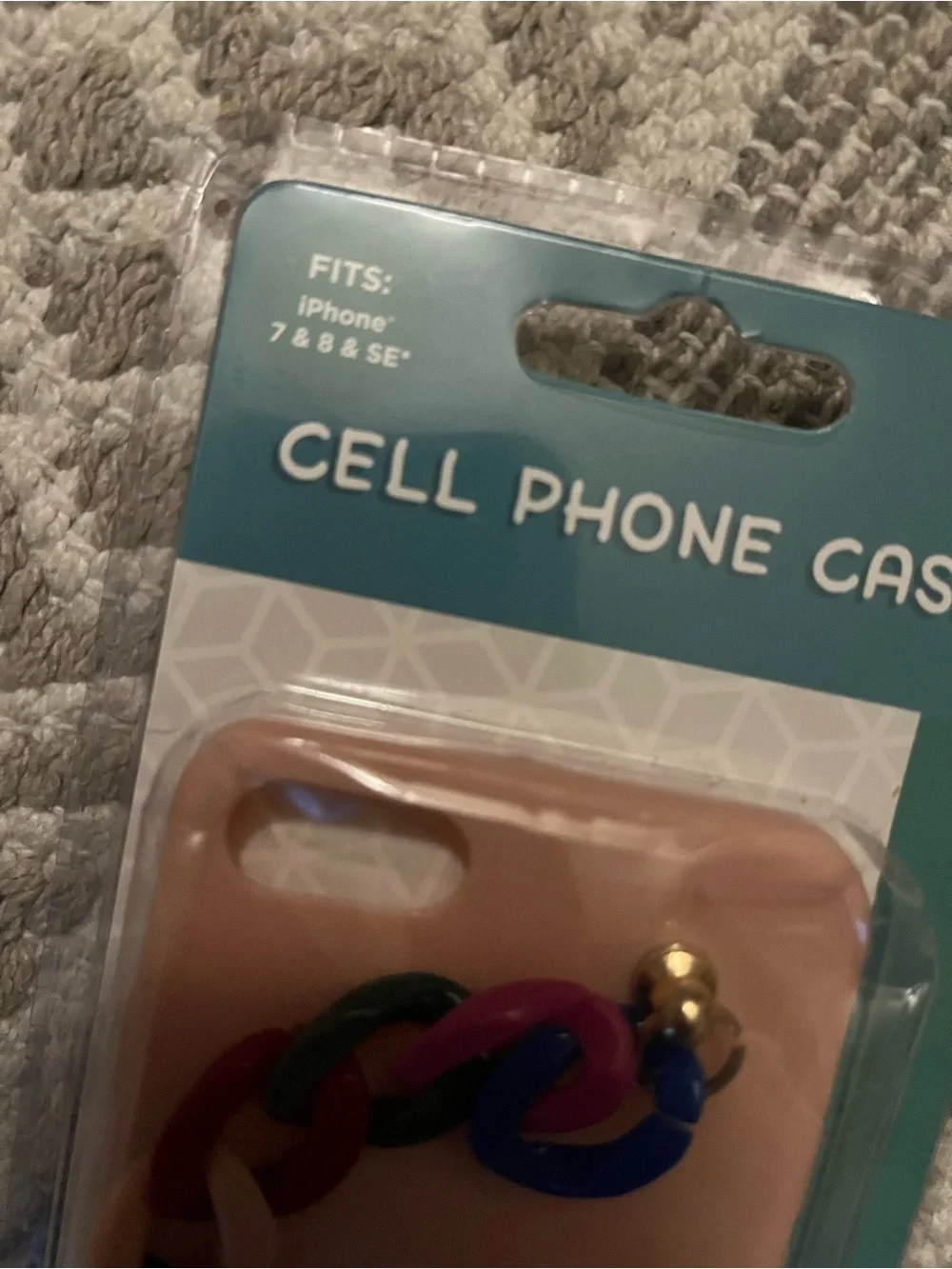 Unbranded Pink Silicone iPhone Case with Multicolor Chain